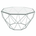 Kd Americana Malibu Large Modern Octagon Glass Top Coffee Table with Geometric Base, Grey KD2451778